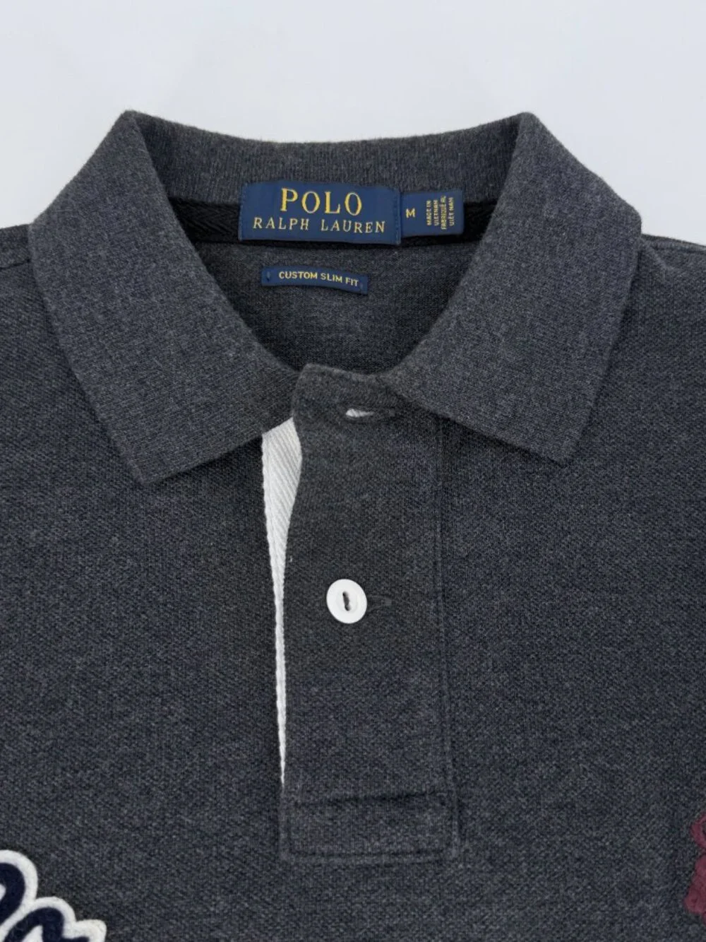 Polo Ralph Lauren Big Pony Polo Shirt Gray Custom Slim Fit Men's Medium
